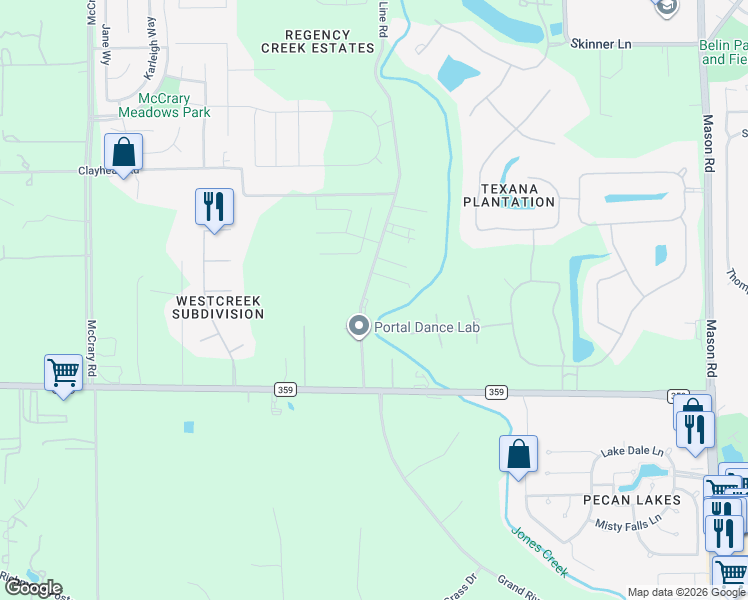 map of restaurants, bars, coffee shops, grocery stores, and more near 2500 Precinct Line Rd in Richmond