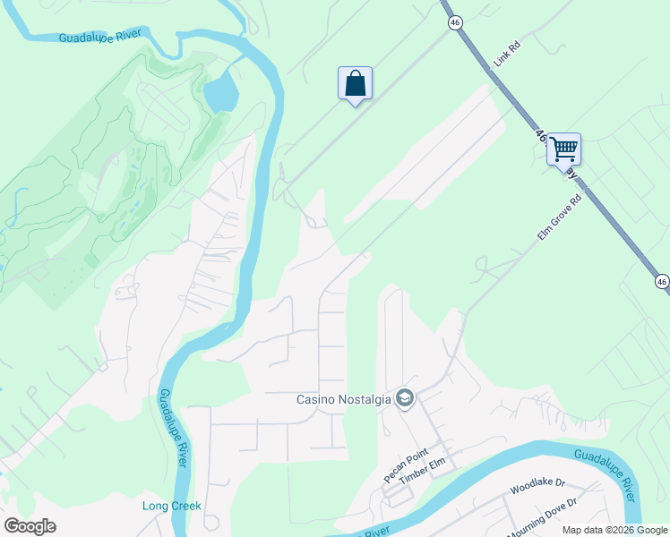 map of restaurants, bars, coffee shops, grocery stores, and more near 244 Las Brisas Boulevard in Seguin