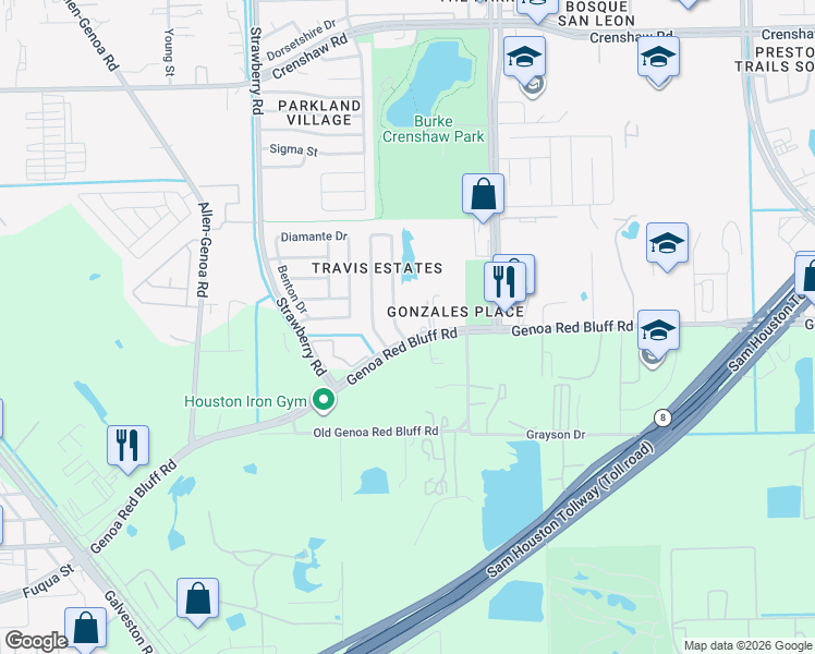 map of restaurants, bars, coffee shops, grocery stores, and more near 809 Genoa Red Bluff Road in Pasadena