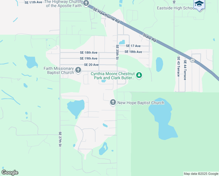 map of restaurants, bars, coffee shops, grocery stores, and more near 3305 Southeast 22nd Place in Gainesville