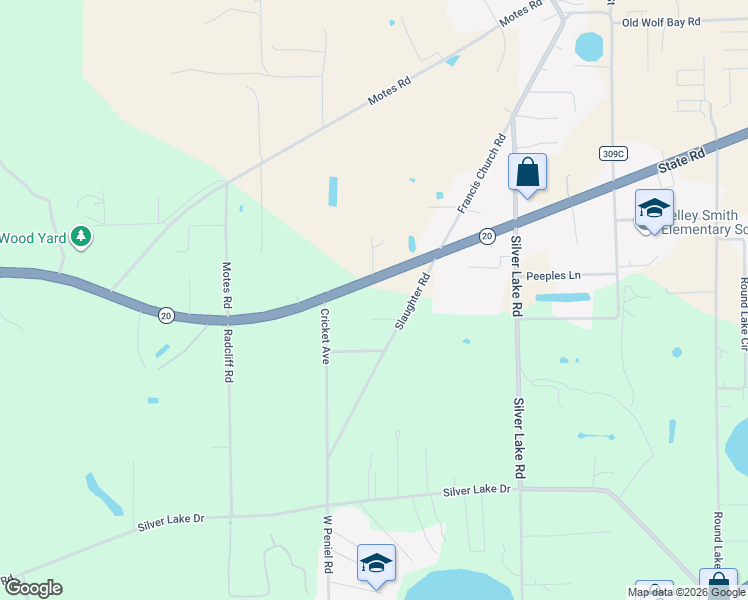 map of restaurants, bars, coffee shops, grocery stores, and more near 155 Florida 20 in Palatka