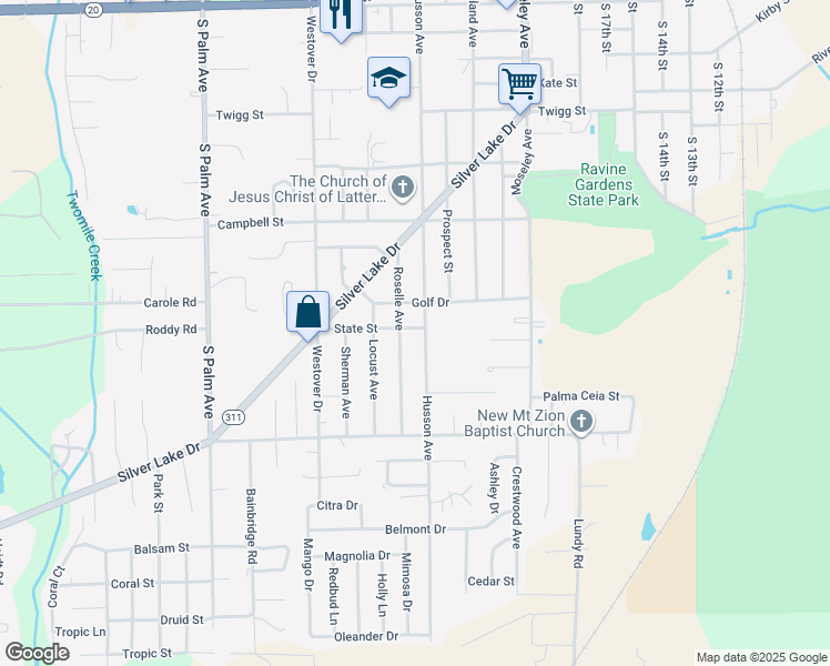 map of restaurants, bars, coffee shops, grocery stores, and more near 2403 State Street in Palatka