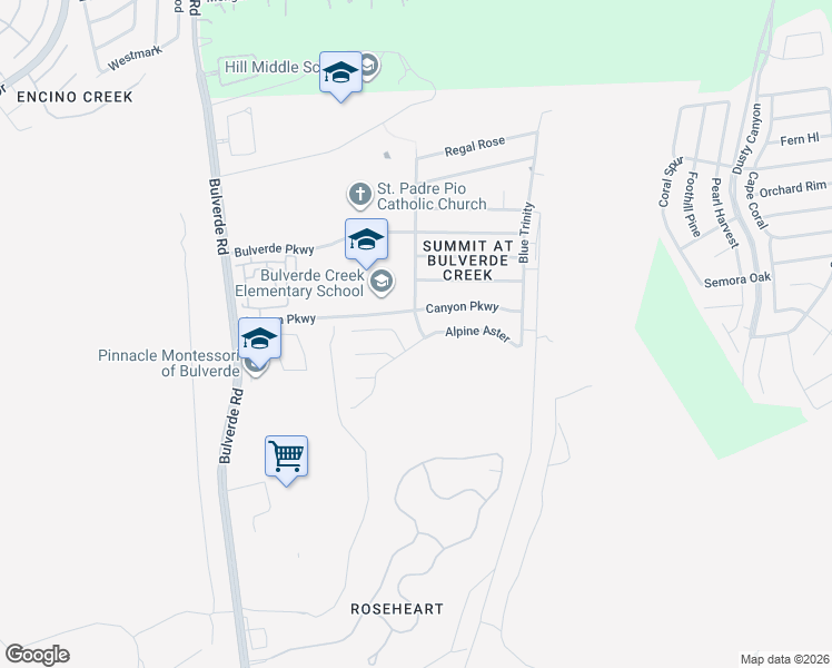 map of restaurants, bars, coffee shops, grocery stores, and more near 20319 Liatris Lane in San Antonio
