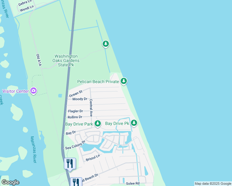 map of restaurants, bars, coffee shops, grocery stores, and more near 54 Seascape Dr in Palm Coast