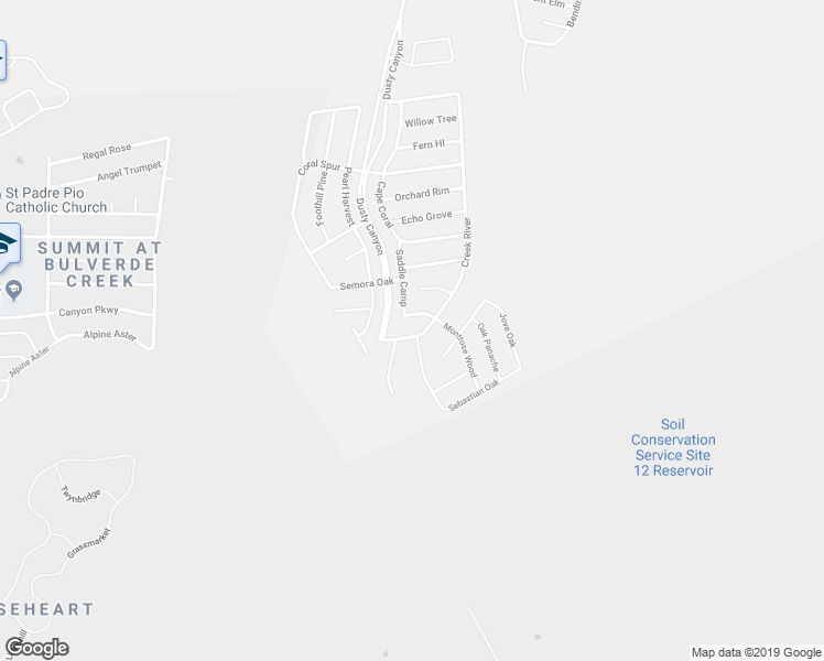 map of restaurants, bars, coffee shops, grocery stores, and more near 20323 Creek River in San Antonio