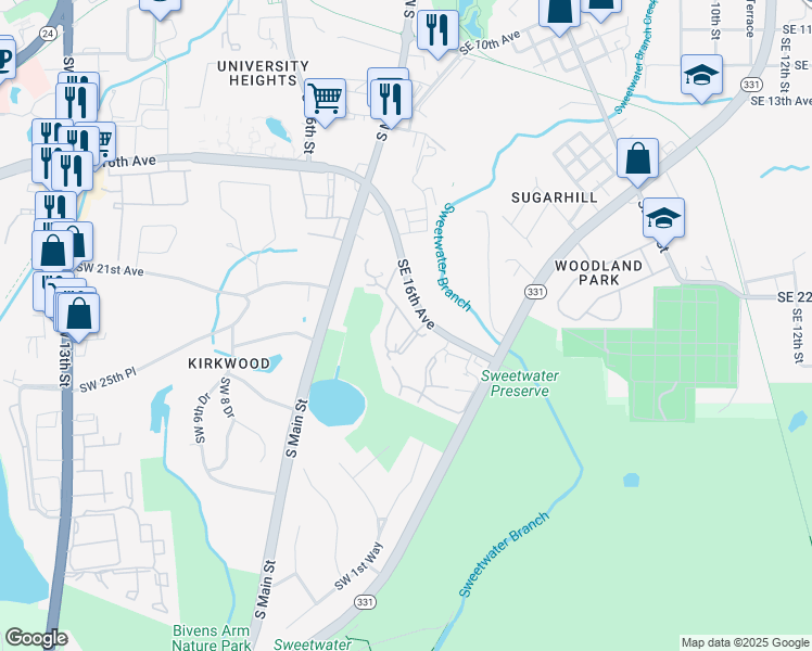 map of restaurants, bars, coffee shops, grocery stores, and more near 107 Florida 226 in Gainesville