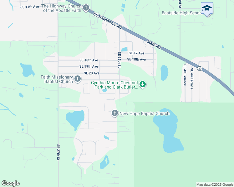 map of restaurants, bars, coffee shops, grocery stores, and more near 2231 Southeast 34th Terrace in Gainesville