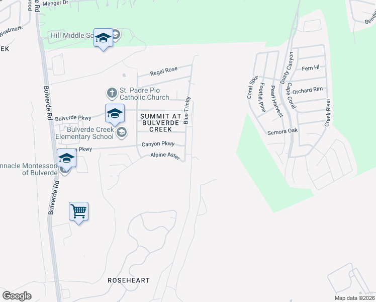 map of restaurants, bars, coffee shops, grocery stores, and more near 20406 Blue Trinity in San Antonio