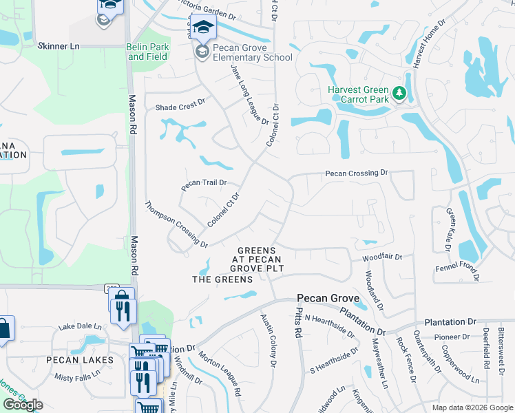 map of restaurants, bars, coffee shops, grocery stores, and more near 2407 Vintage Cir in Richmond
