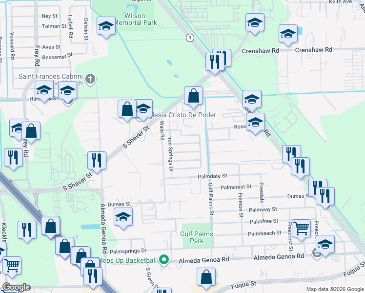 map of restaurants, bars, coffee shops, grocery stores, and more near 11806 Kewalo Basin Lane in Houston