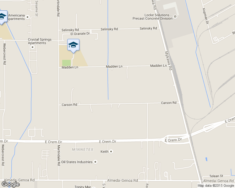 map of restaurants, bars, coffee shops, grocery stores, and more near 6347 Carson Road in Houston