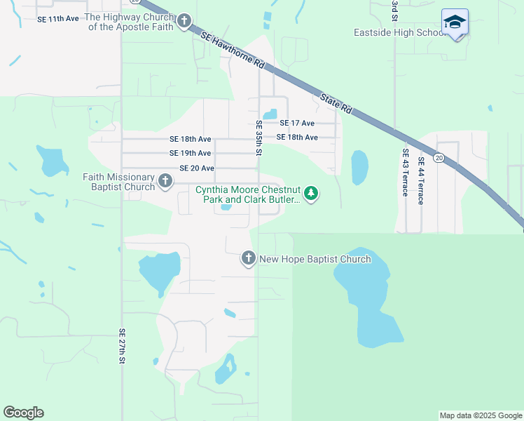 map of restaurants, bars, coffee shops, grocery stores, and more near 2231 Southeast 34th Terrace in Gainesville