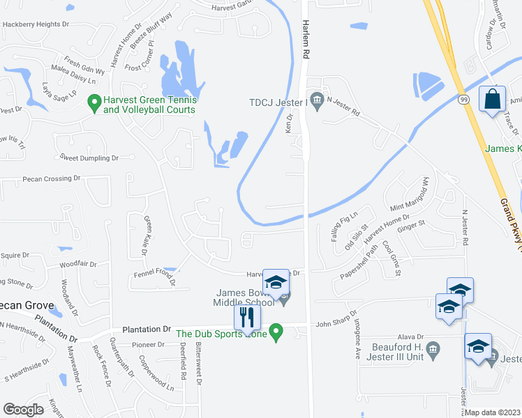 map of restaurants, bars, coffee shops, grocery stores, and more near 7452 Harlem Road in Richmond
