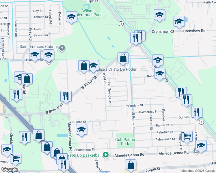 map of restaurants, bars, coffee shops, grocery stores, and more near 8943 Wald Road in Houston