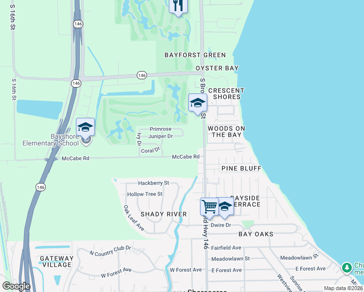 map of restaurants, bars, coffee shops, grocery stores, and more near 628-698 McCabe Road in La Porte