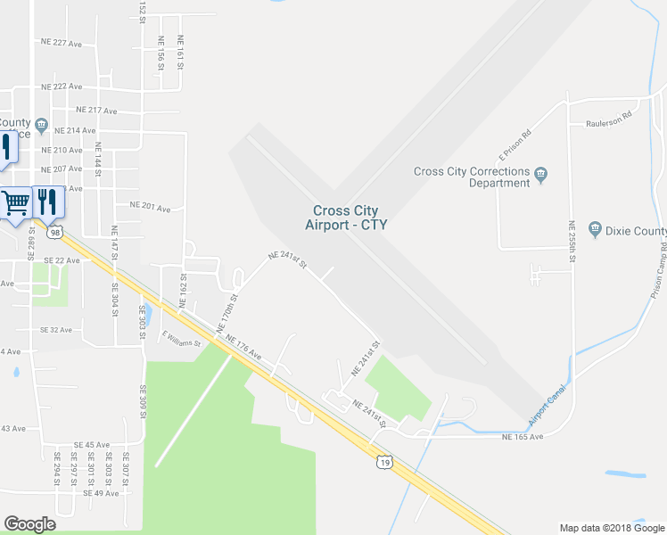 map of restaurants, bars, coffee shops, grocery stores, and more near 508 241st in Cross City