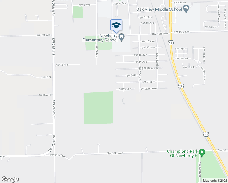 map of restaurants, bars, coffee shops, grocery stores, and more near 25787 Southwest 22nd Place in Newberry
