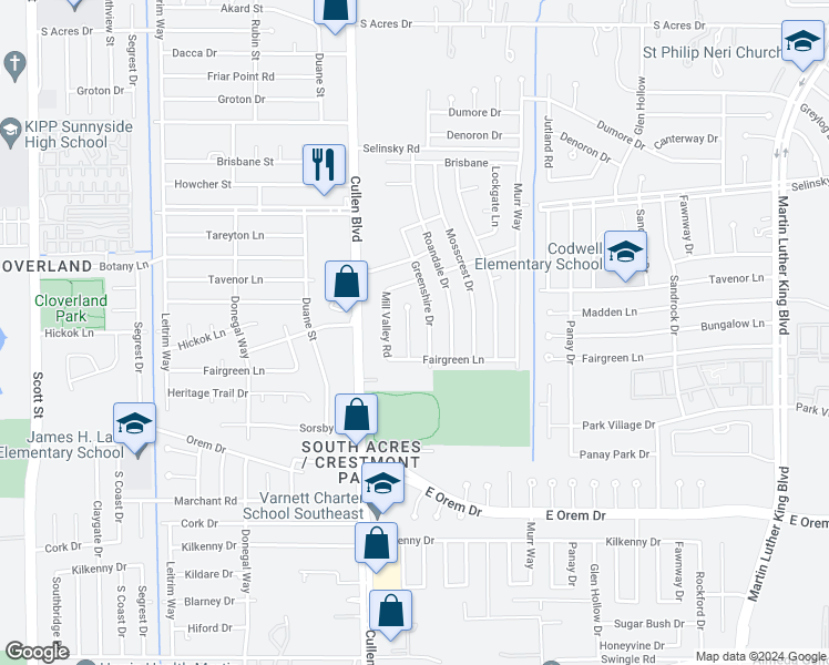map of restaurants, bars, coffee shops, grocery stores, and more near 11807 Cape Hyannis Drive in Houston