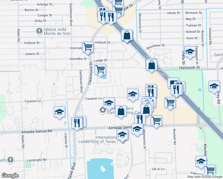 map of restaurants, bars, coffee shops, grocery stores, and more near 9819 Vermont Green Trail in Houston