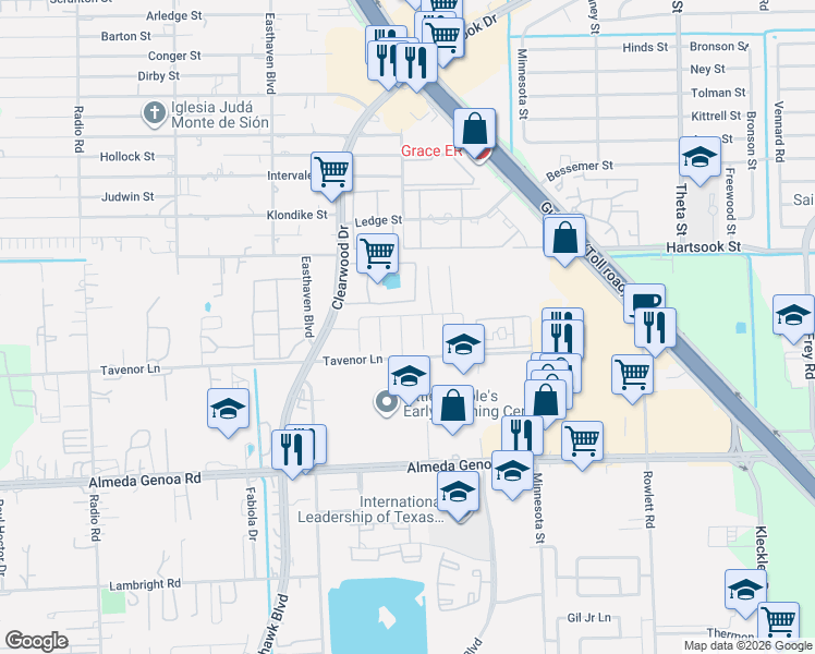 map of restaurants, bars, coffee shops, grocery stores, and more near 9711 Vermont Green Trail in Houston