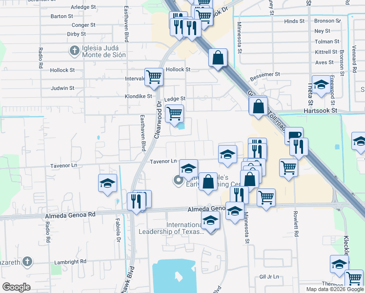 map of restaurants, bars, coffee shops, grocery stores, and more near 9711 Vermont Green Trail in Houston