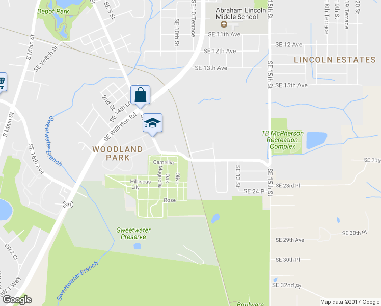 map of restaurants, bars, coffee shops, grocery stores, and more near 1201 Southeast 21st Avenue in Gainesville