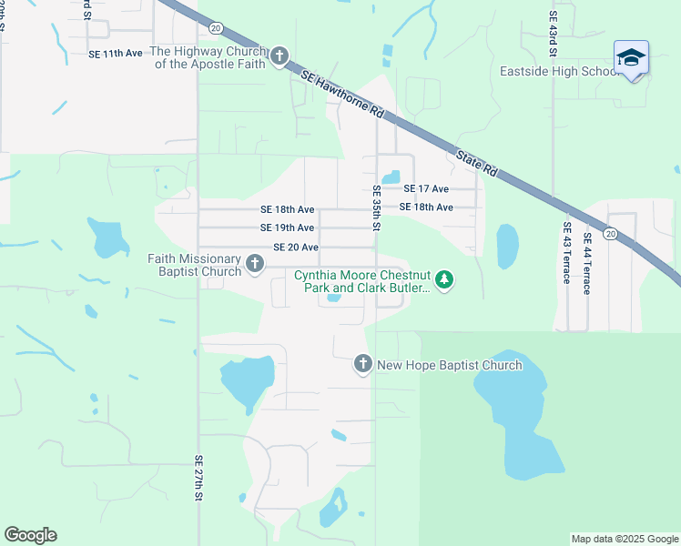 map of restaurants, bars, coffee shops, grocery stores, and more near 3301 Southeast 21st Avenue in Gainesville