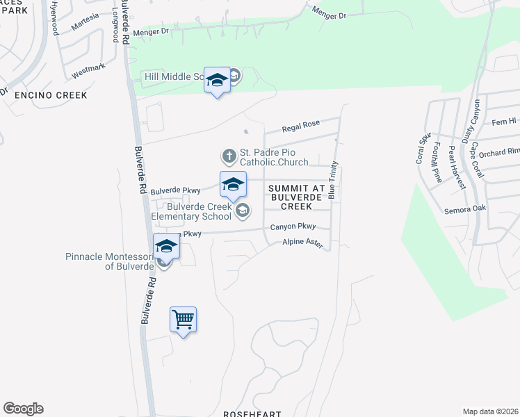 map of restaurants, bars, coffee shops, grocery stores, and more near 20503 Liatris Lane in San Antonio