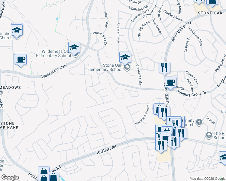 map of restaurants, bars, coffee shops, grocery stores, and more near 415 Cushing in San Antonio