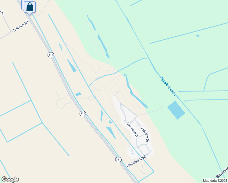 map of restaurants, bars, coffee shops, grocery stores, and more near 444 Oak Alley Drive in Houma