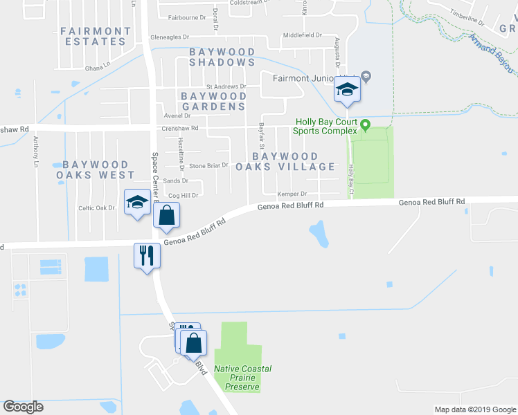 map of restaurants, bars, coffee shops, grocery stores, and more near 3822 Genoa Red Bluff Road in Pasadena