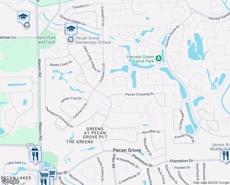 map of restaurants, bars, coffee shops, grocery stores, and more near 2523 Berkley Court in Richmond