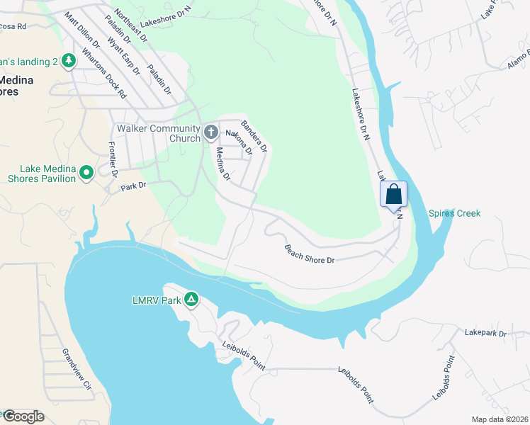 map of restaurants, bars, coffee shops, grocery stores, and more near 8600 Whartons Dock Road in Bandera