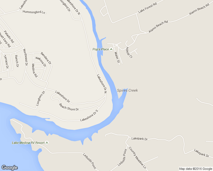 map of restaurants, bars, coffee shops, grocery stores, and more near 178 Lakeshore Drive North in Bandera