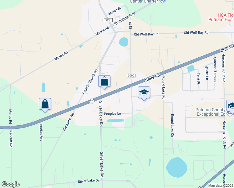 map of restaurants, bars, coffee shops, grocery stores, and more near 7419 Crill Avenue in Palatka