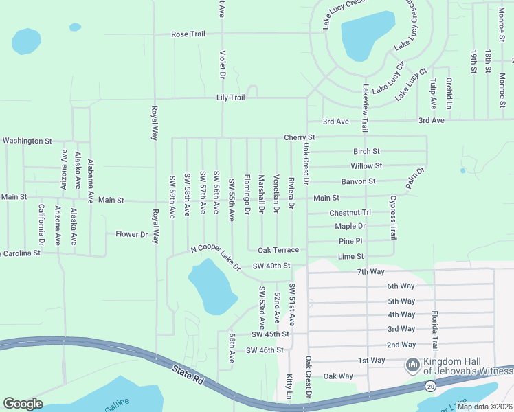 map of restaurants, bars, coffee shops, grocery stores, and more near Marshall Drive in Interlachen