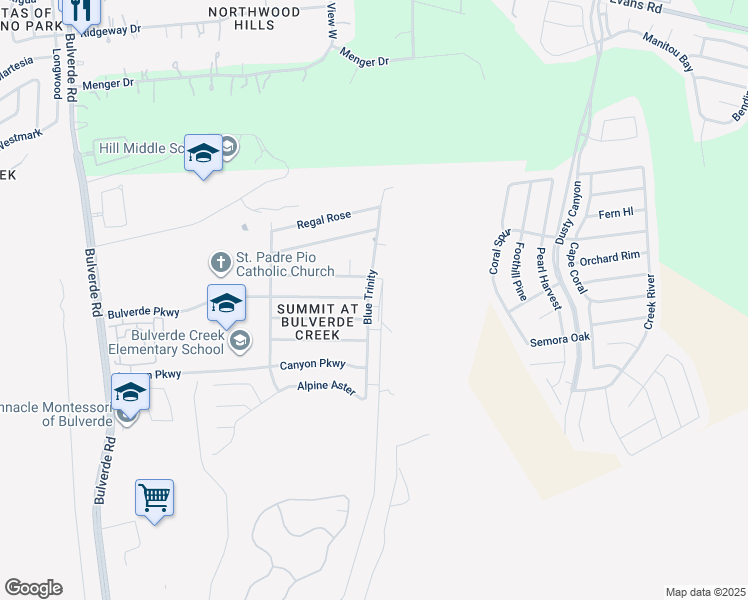 map of restaurants, bars, coffee shops, grocery stores, and more near 20718 Blue Trinity in San Antonio