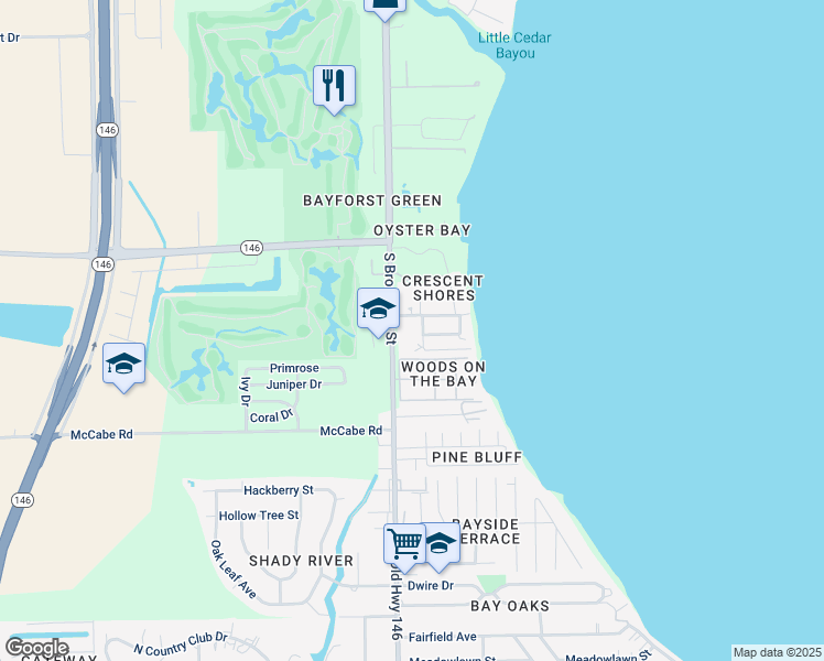 map of restaurants, bars, coffee shops, grocery stores, and more near 2512 Westview Street in La Porte