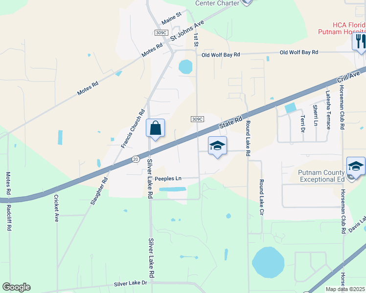 map of restaurants, bars, coffee shops, grocery stores, and more near 7419 Crill Avenue in Palatka