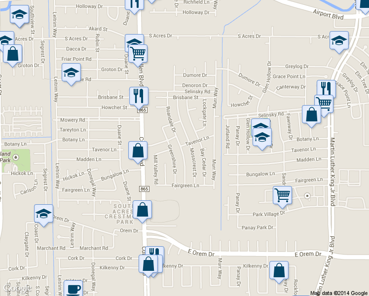 map of restaurants, bars, coffee shops, grocery stores, and more near 11703 Roandale Drive in Houston