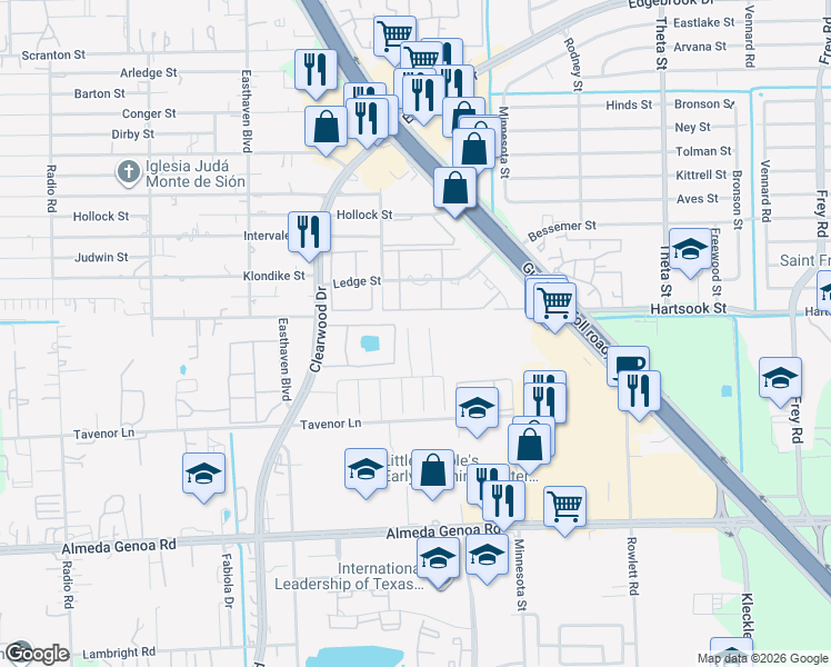 map of restaurants, bars, coffee shops, grocery stores, and more near 9415 Gnarled Chestnut Court in Houston