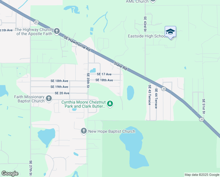 map of restaurants, bars, coffee shops, grocery stores, and more near 3801 Southeast 19th Avenue in Gainesville
