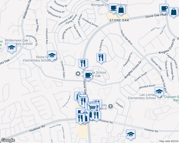 map of restaurants, bars, coffee shops, grocery stores, and more near 801 Almadin in San Antonio