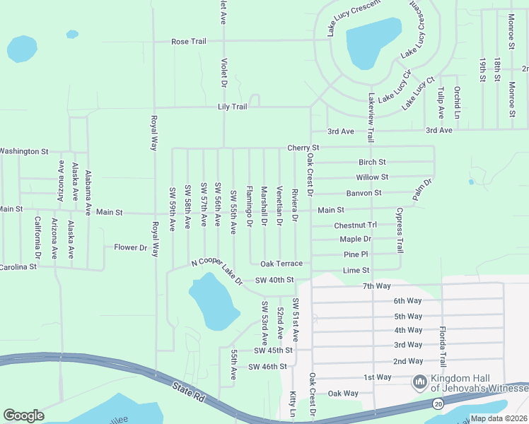 map of restaurants, bars, coffee shops, grocery stores, and more near Marshall Drive in Interlachen