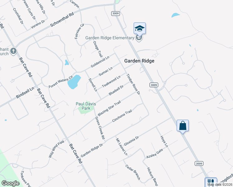 map of restaurants, bars, coffee shops, grocery stores, and more near 9340 Bluebell Drive in Garden Ridge