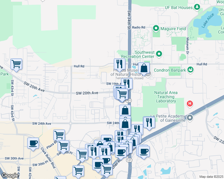 map of restaurants, bars, coffee shops, grocery stores, and more near in Alachua County