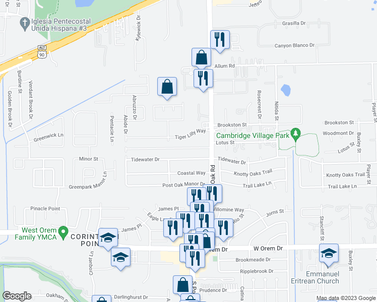 map of restaurants, bars, coffee shops, grocery stores, and more near 5503 Lotus Street in Houston