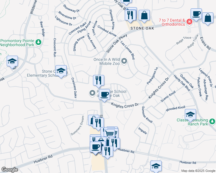 map of restaurants, bars, coffee shops, grocery stores, and more near 801 Almadin in San Antonio