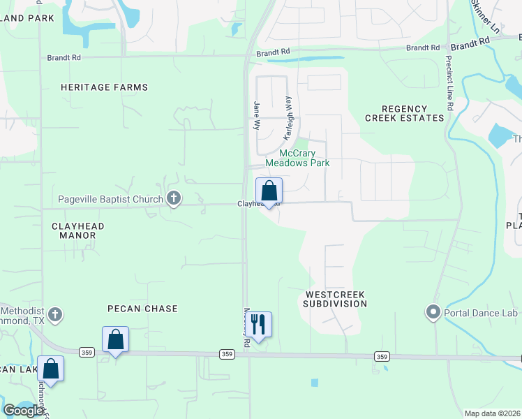 map of restaurants, bars, coffee shops, grocery stores, and more near 2802 McCrary Road in Richmond