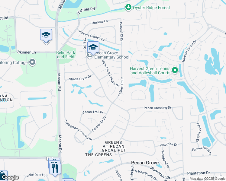 map of restaurants, bars, coffee shops, grocery stores, and more near 2915 Greens Ferry Court in Richmond